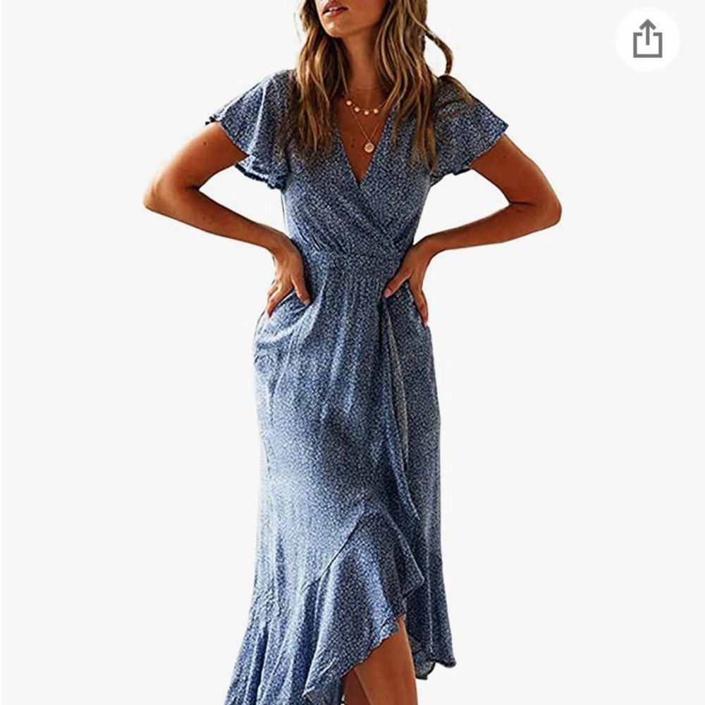 ZESICA Women's Bohemian Floral Printed Wrap Dress